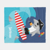 Fun Colorful Surfing Pirate Shark Throw Fleece Deken (Voorkant (Horizontaal))