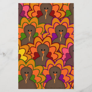 Fun Colorful Thanksgiving Turkeys Briefpapier