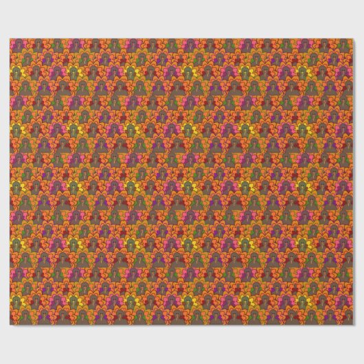 Fun Colorful Thanksgiving Turkeys Cadeaupapier (Vlak)