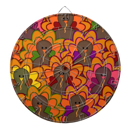 Fun Colorful Thanksgiving Turkeys Dartbord (Voorkant)