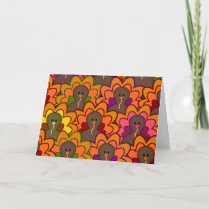 Fun Colorful Thanksgiving Turkeys Feestdagen Kaart