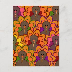 Fun Colorful Thanksgiving Turkeys Feestdagenkaart