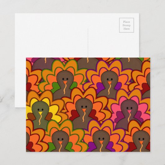 Fun Colorful Thanksgiving Turkeys Feestdagenkaart (Voorkant / Achterkant)