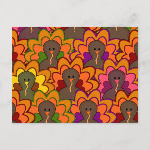 Fun Colorful Thanksgiving Turkeys Feestdagenkaart