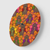 Fun Colorful Thanksgiving Turkeys Grote Klok (Hoek)