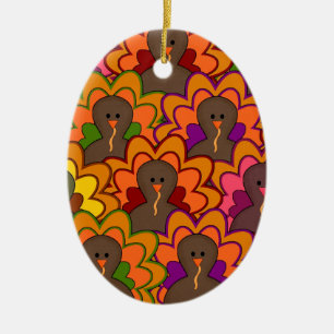 Fun Colorful Thanksgiving Turkeys Keramisch Ornament