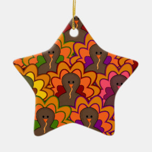 Fun Colorful Thanksgiving Turkeys Keramisch Ornament