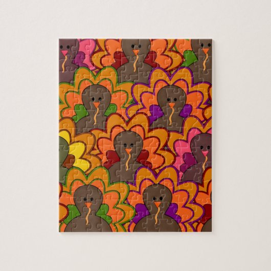 Fun Colorful Thanksgiving Turkeys Legpuzzel (Verticaal)
