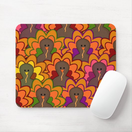 Fun Colorful Thanksgiving Turkeys Muismat (Met muis)