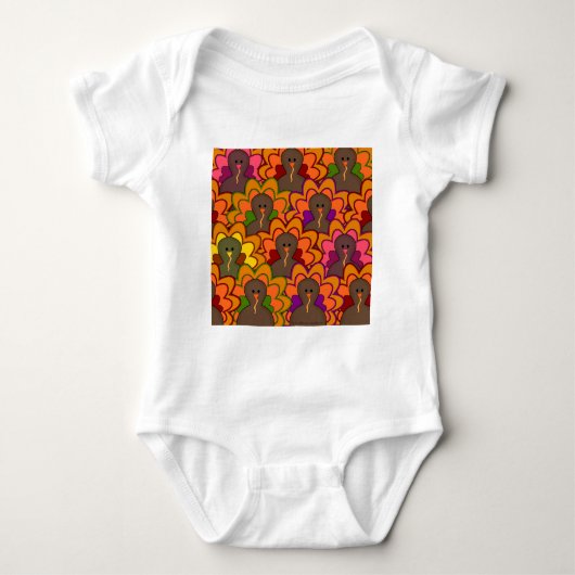 Fun Colorful Thanksgiving Turkeys Romper (Voorkant)