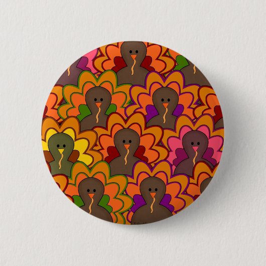 Fun Colorful Thanksgiving Turkeys Ronde Button 5,7 Cm (Voorkant)