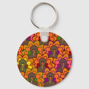 Fun Colorful Thanksgiving Turkeys Sleutelhanger