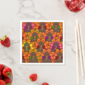 Fun Colorful Turkeys Turkey Day Paper Napkin Servet (Insitu)