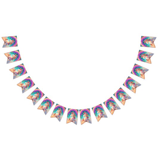 Fun Colorful Unicorn ThreadHappy Birthday Vlaggetjes (Alle)