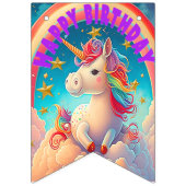 Fun Colorful Unicorn ThreadHappy Birthday Vlaggetjes (Eerste vlag)