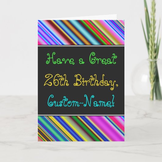 Fun, Colorful, Whimsical 26th Birthday Card Kaart (Voorkant)