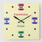 Fun Colorful Whimsical Canning Time Vierkante Klok (Voorkant)