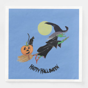Fun Colorful Witch Halloween Party Servet