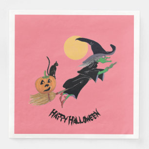 Fun Colorful Witch Halloween Party Servet