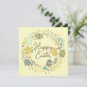 Fun Colorful Wreath Easter Brunch Egg Hunt Feestdagenkaart (Staand voorkant)