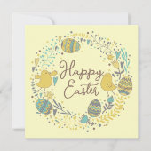 Fun Colorful Wreath Easter Brunch Egg Hunt Feestdagenkaart (Voorkant)