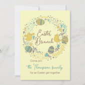 Fun Colorful Wreath Easter Brunch Egg Hunt Kaart (Voorkant)