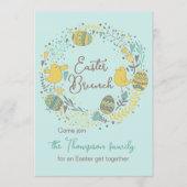 Fun Colorful Wreath Easter Brunch Egg Hunt Kaart (Voorkant)