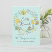Fun Colorful Wreath Easter Brunch Egg Hunt Kaart (Staand voorkant)