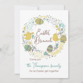 Fun Colorful Wreath Easter Brunch Egg Hunt Kaart (Voorkant)