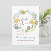 Fun Colorful Wreath Easter Brunch Egg Hunt Kaart (Staand voorkant)
