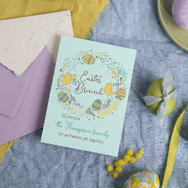 Fun Colorful Wreath Easter Brunch Egg Hunt Kaart