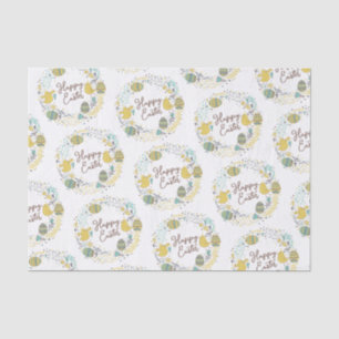 Fun Colorful Wreath Joyful Chicks Eggs Greeting Tissuepapier