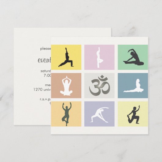 Fun Colorful Yoga Uitnodiging (Voorkant / Achterkant)