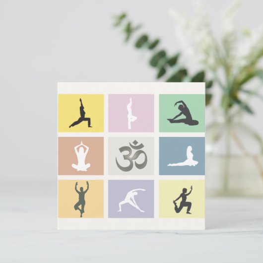 Fun Colorful Yoga Uitnodiging (Staand voorkant)