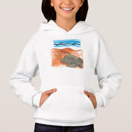 Fun Colorful Zee Turtle Beach Girl's Hoodie (Voorkant)