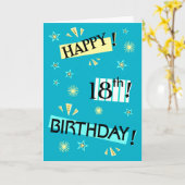 Fun Colour Block Fun 18th Birthday Wenskaart Kaart (Gele Bloem)