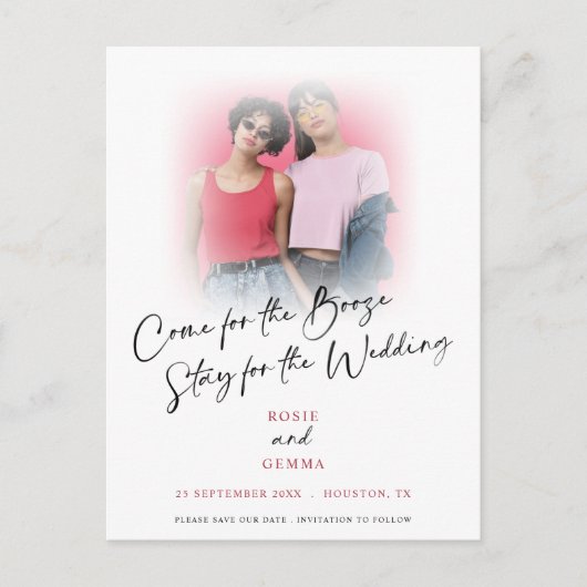 Fun Come For Booze Foto's Sla de datum op Aankondi Aankondigingskaart (Voorkant)