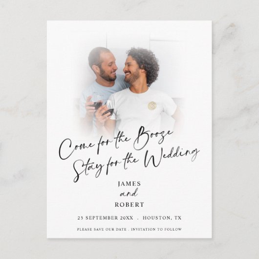 Fun Come For Booze Foto's Sla de datum op Aankondi Aankondigingskaart (Voorkant)