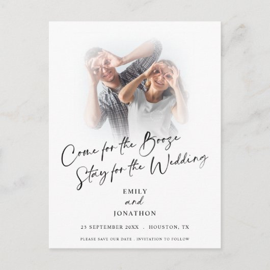 Fun Come For Booze Foto's Sla de datum op Aankondi Aankondigingskaart (Voorkant)