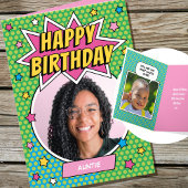 Fun Comic Birthday Stars Auntie Custom Photos Kaart