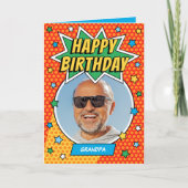 Fun Comic Birthday Stars Grandpa Custom Photos Kaart (Voorkant)