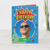 Fun Comic Birthday Stars Pap Aangepaste foto's Kaart (Voorkant)