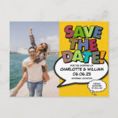 Fun Comic Book Save the Date Photo Aankondigingskaart (Voorkant)