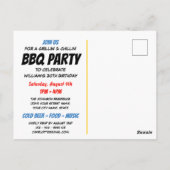 Fun Comic Style Any Age Birthday Party BBQ Blue Briefkaart (Achterkant)