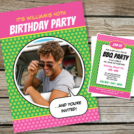 Fun Comic Style Any Age Birthday Party BBQ Kaart