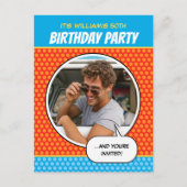 Fun Comic Style Any Age Birthday Party BBQ Oranje Briefkaart (Voorkant)