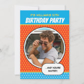 Fun Comic Style Any Age Birthday Party BBQ Oranje Kaart (Voorkant)