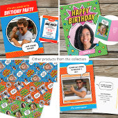 Fun Comic Style Any Age Birthday Party BBQ Roze Briefkaart