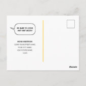 Fun Comic Style Moving House Custom Photo Oranje Briefkaart (Achterkant)