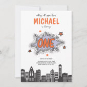 Fun Comics Book Superhero 1e Verjaardag Uitnodigin Kaart (Voorkant)